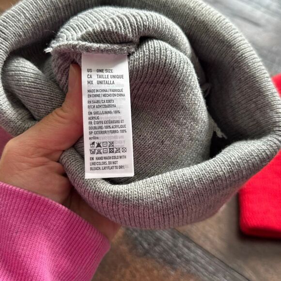Lot of 3 American Eagle beanies toboggans fold over red gray burgandy snow ski w - Picture 6 of 6